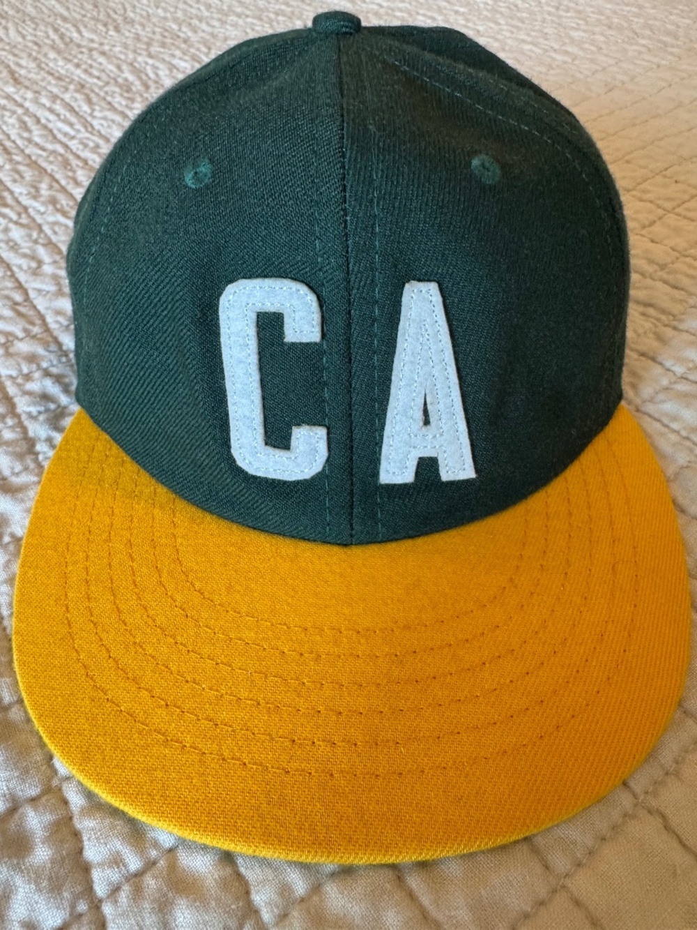 Iron & Resin CA Baseball Hat in Green and Yellow, Snapback